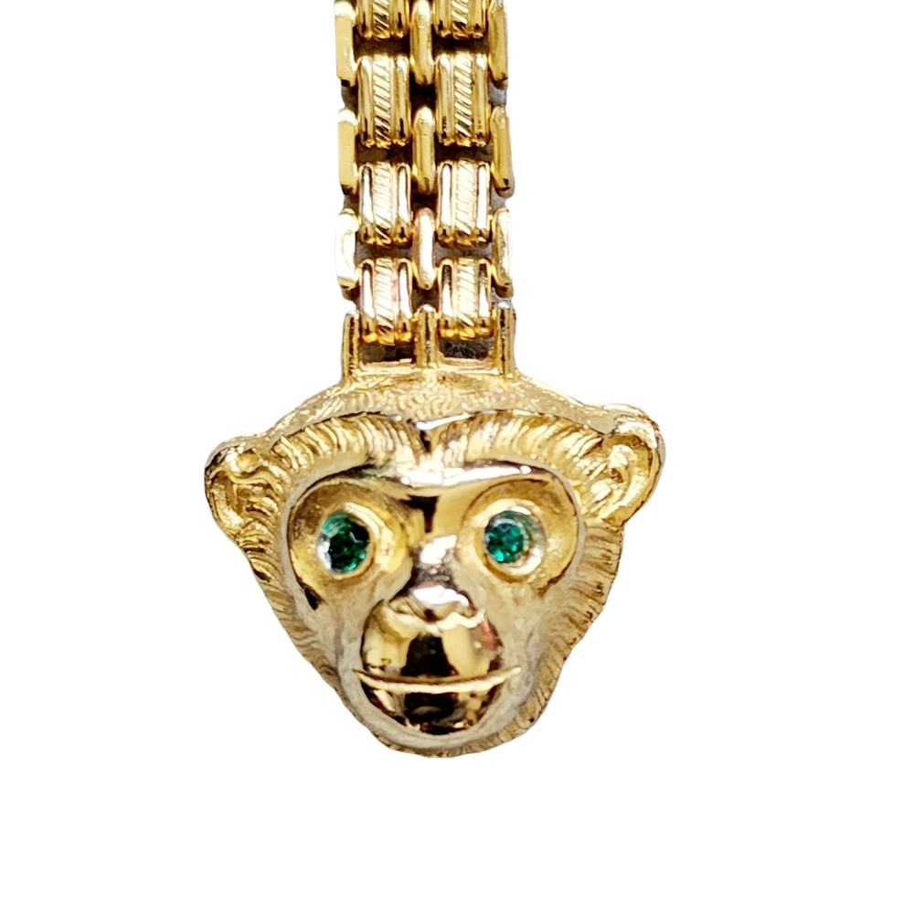 Judith Leiber Chimpanzee Face Gold Plated Key Chain/holder - Picture 3 of 4